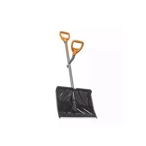 ErgieShovel 18” Steel Snow Shovel, 34.5” Shaft, Push Scoop Combination, Orange